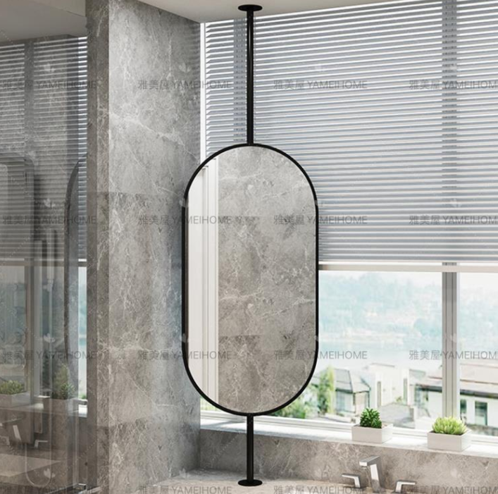 Buy Hanging rod long oval rotatable ceiling corner bathroom mirror