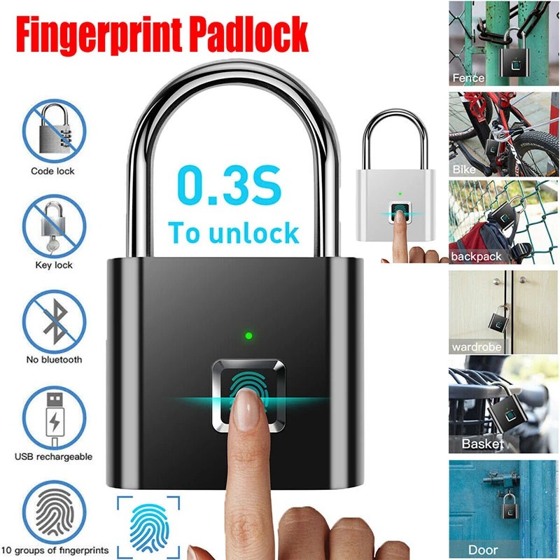 Buy Smart Fingerprint Lock USB Rechargeable Waterproof Smart Thumbprint
