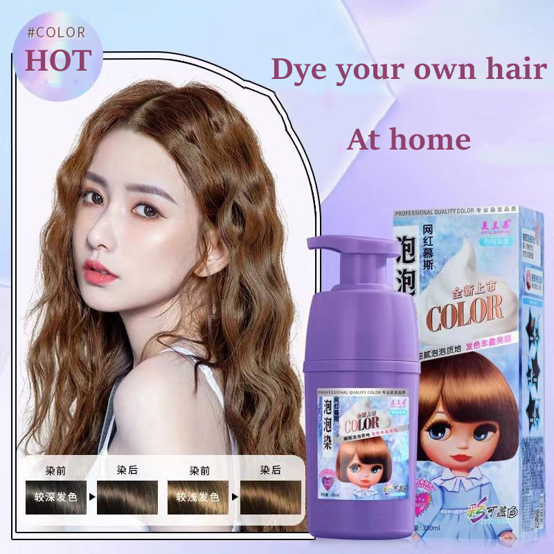 Buy Foam hair dye Dye your own hair at home Pure plant ingredients Cover the white hair Without