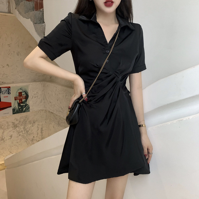 Buy 2021 new summer dress fairy small temperament little black dress