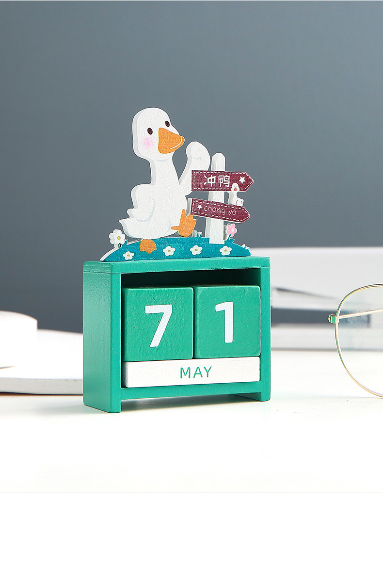 Buy Creative 2021 wooden calendar cute 10,000-year countdown card table ...
