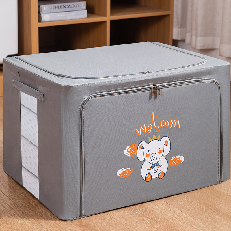 Buy Cotton and linen simple Baina box steel frame foldable storage box ...