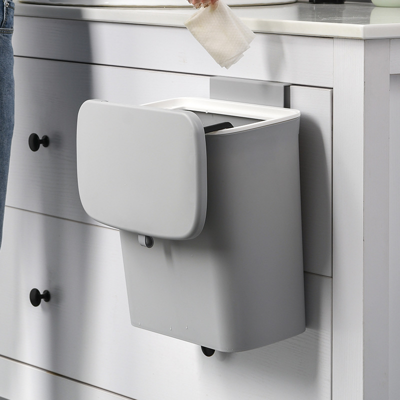 Buy 9L trash can kitchen wallmounted kitchen waste bucket with cover sealed garbage storage bin