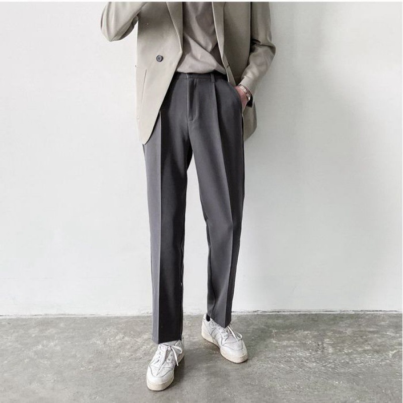 Buy Men's trousers Korean style trendy straight loose nine-point spring ...
