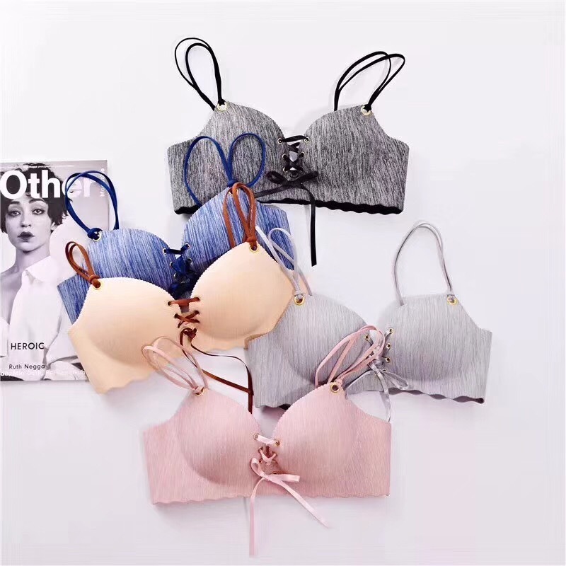 Women's Plus Size Anti Sagging Gathered Double Breast Without Steel Ring  Thin Rose Print Bra Small Sports Bras