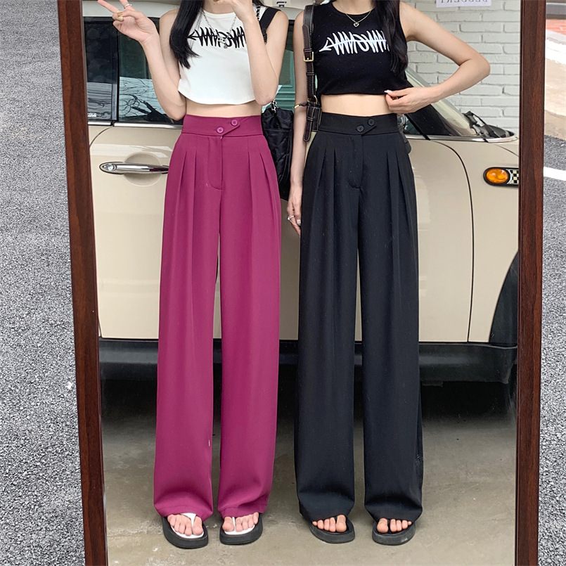 Buy Suit wide-leg pants women's summer new high-waisted drape loose ...