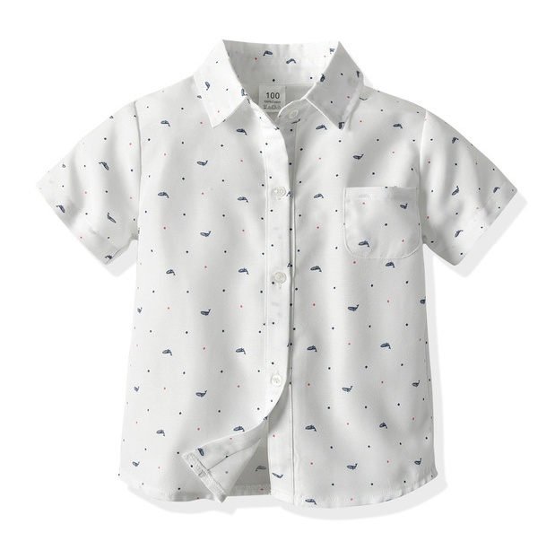 Buy Summer new boys short-sleeved shirt children's summer shirt solid ...