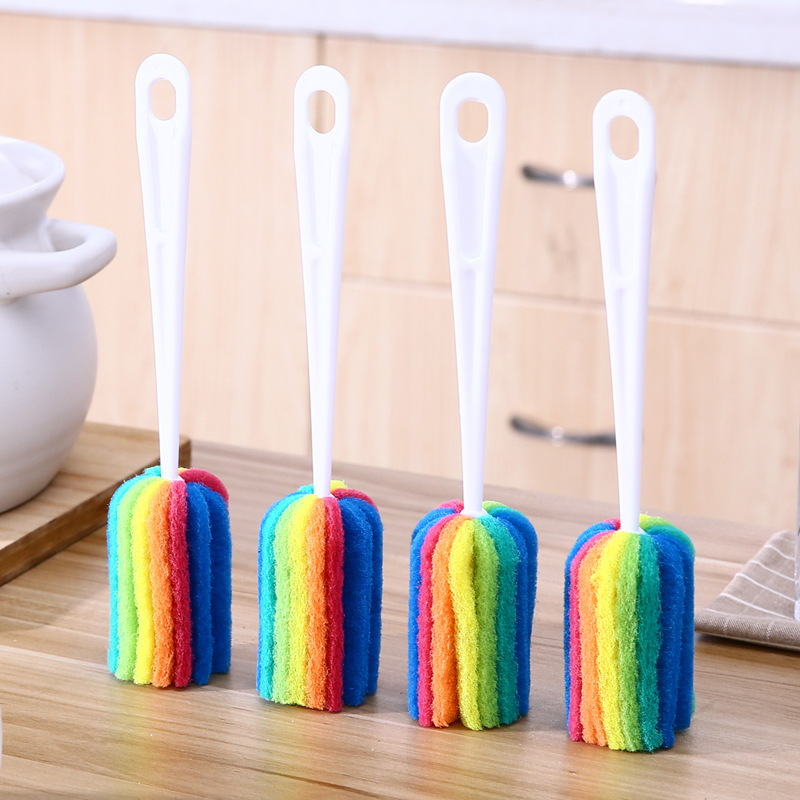 Buy Cup brush cleaning brush kitchen with brush long handle colorful