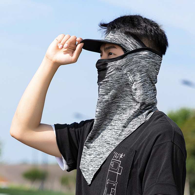 Buy Sun mask full face ice silk headgear scarf summer men's face towel ...