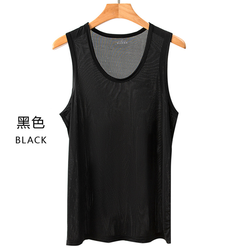 Buy Ice silk mesh vest men's outer wear fitness hurdle exercise loose ...