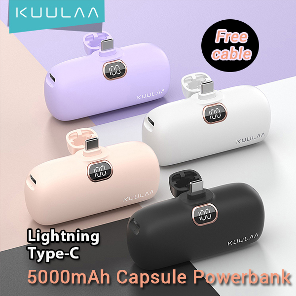 Buy KUULAA 5000mAh Pocket Portable Capsule Power Bank With Interface ...