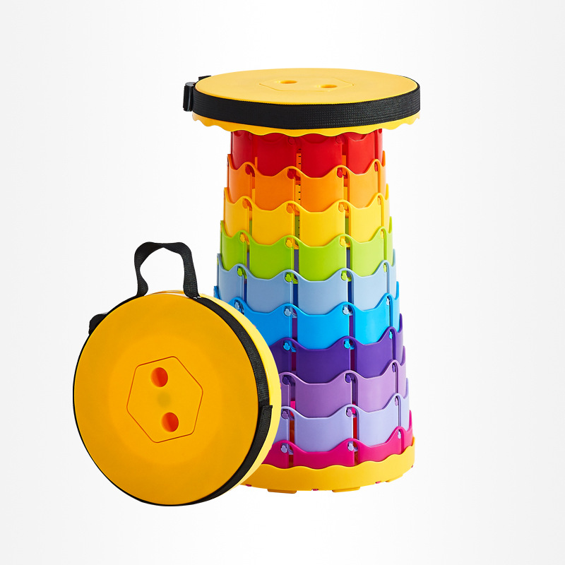 Buy Rainbow Outdoor Folding Telescopic Stool Folding Stool Portable ...