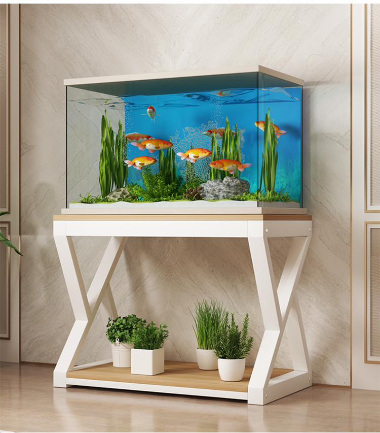 Buy Simple modern iron fish tank bottom cabinet storage shelf solid ...