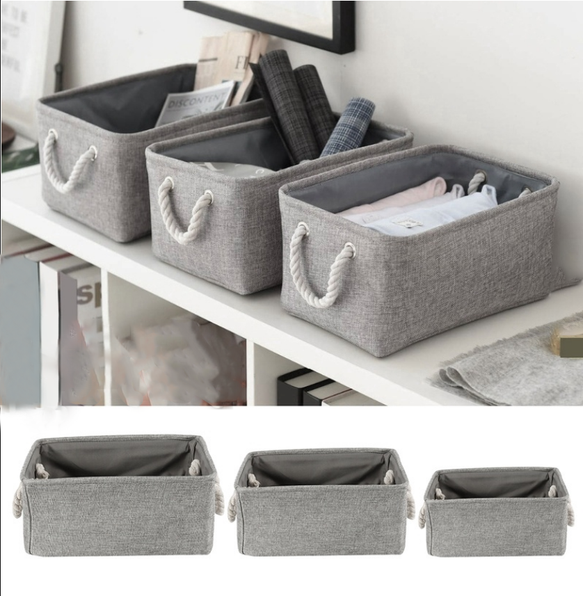Buy 3 sizes of linen storage basket / fabric storage box drawer