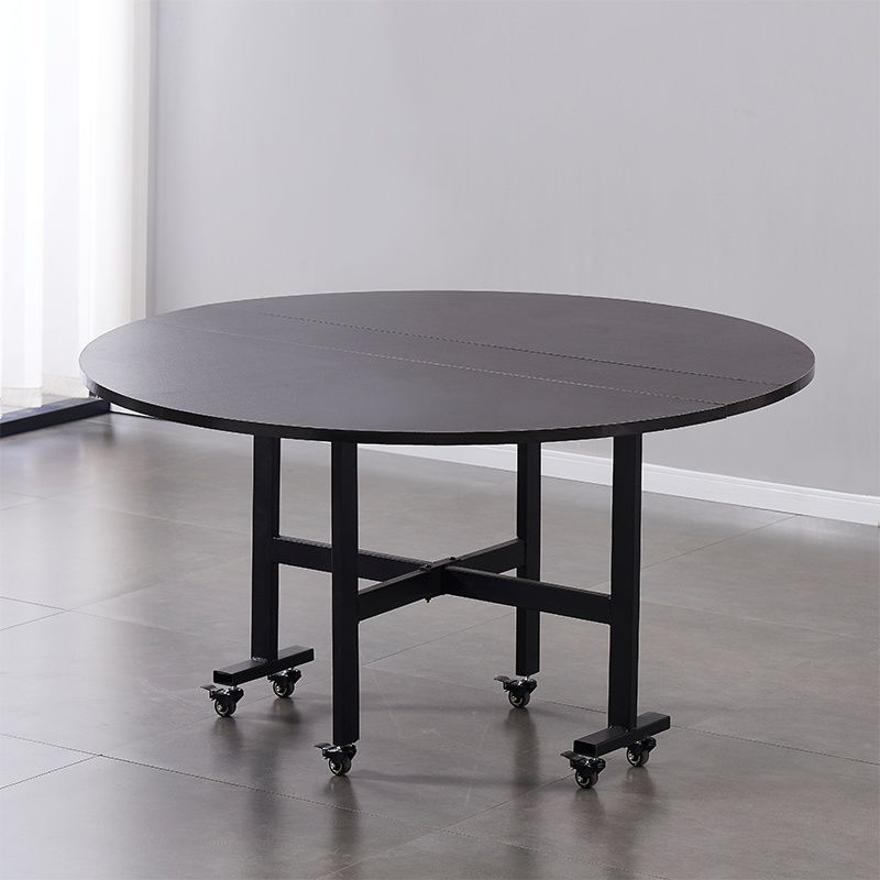 Buy Folding table Nordic simple round table creative moveable pulley