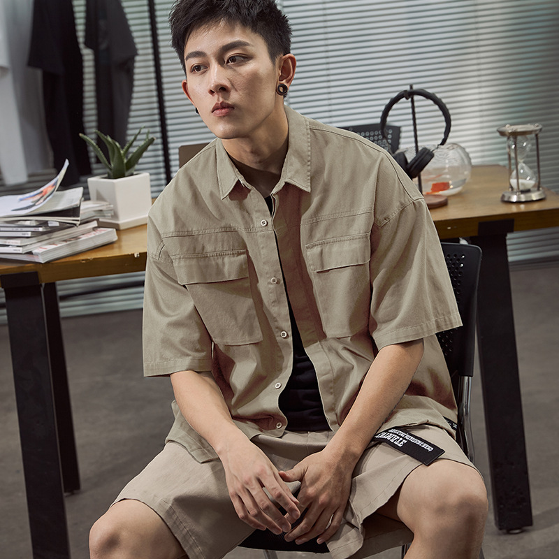 Buy Hong Kong style men's shortsleeved shirt summer loose Hong Kong