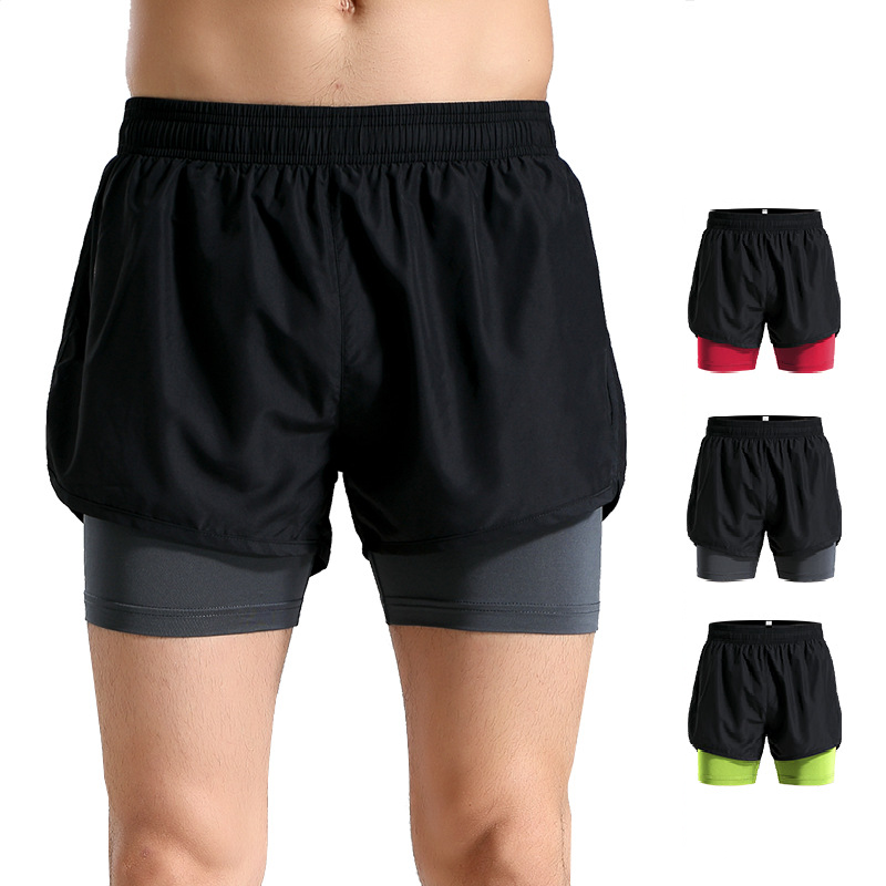 Double layer hot sale gym shorts