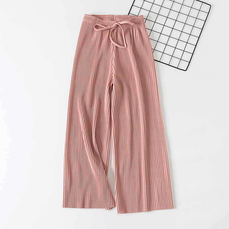 Buy The new pleated chiffon wide-legged trousers women's spring and ...