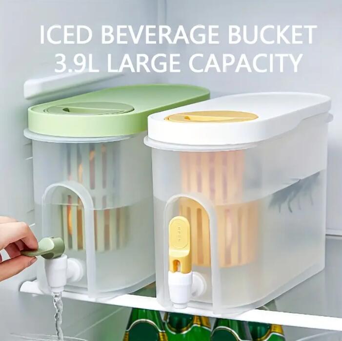 1pc 3.5l Beverage Dispenser With Spigot,portable Cold Kettle Beverage Drink  Dispenser - Large Capacity Fruit Teapot Lemonade Bucket Juice Container