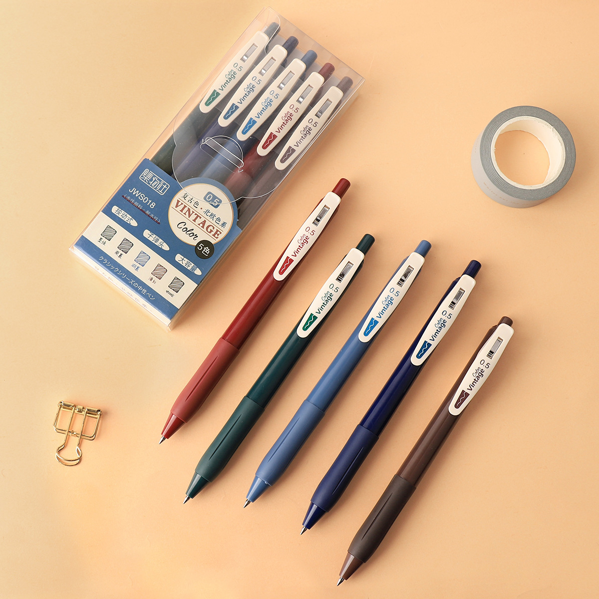 Buy 5 Pcs/set Vintage Style Mechanical Multi-Color Gel Ink Pen Set for ...