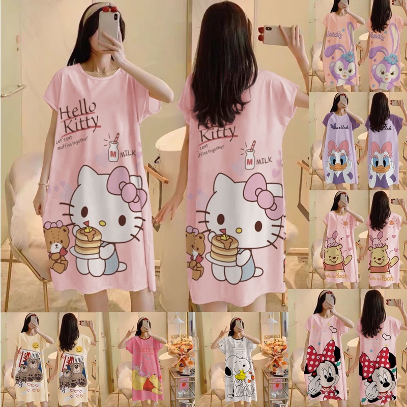 Cute Hello Kitty Cotton Pajamas Women's Summer Short-sleeved Shorts