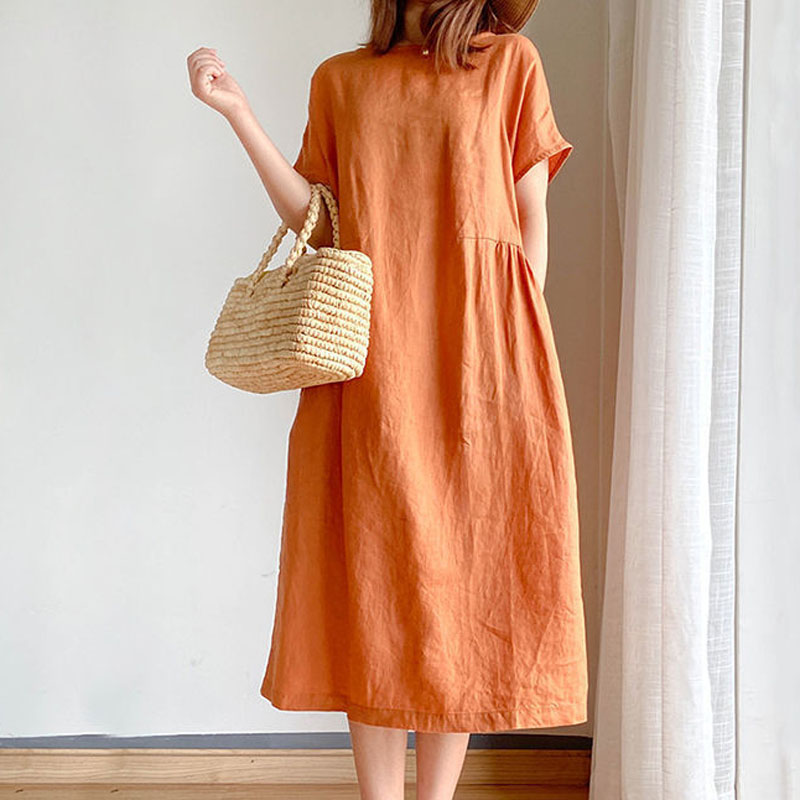 Women's Cotton Linen Dress Casual Dress Maxi Long Dress Cotton