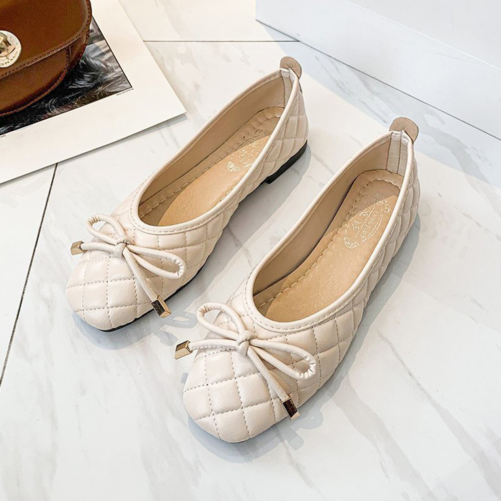 Women's Flats Dress Shoes Flat Heel Square Toe Rubber PU Loafer