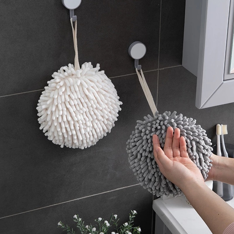 Buy Chenille Hand Towels Kitchen Bathroom Hand Towel Ball with Hanging